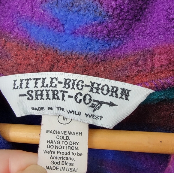 Little Big Horn Fleece Pullover Men's Medium Retro Vintage Wild West Low Pile - Picture 8 of 15